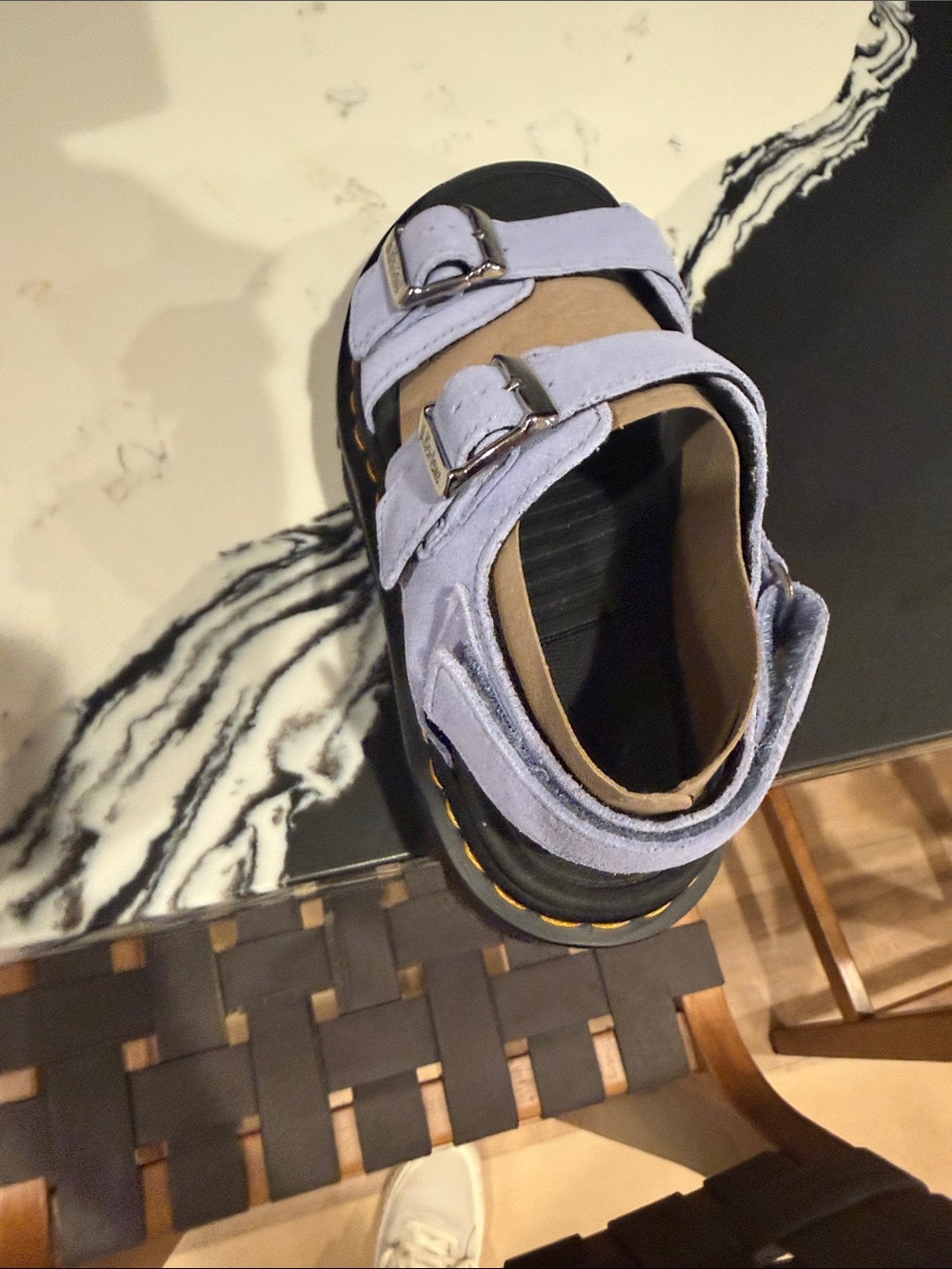Dr. Martens Cornflower Blue Zebzag Sandal - Double Buckle - Picture 5 of 8